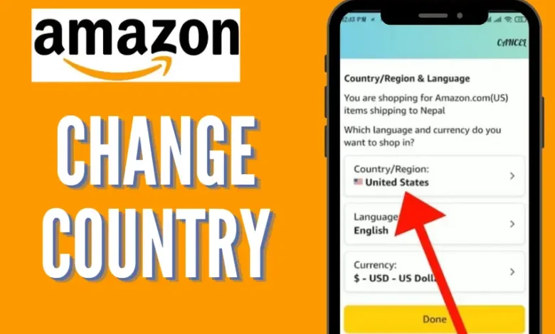 how to change country on amazon app