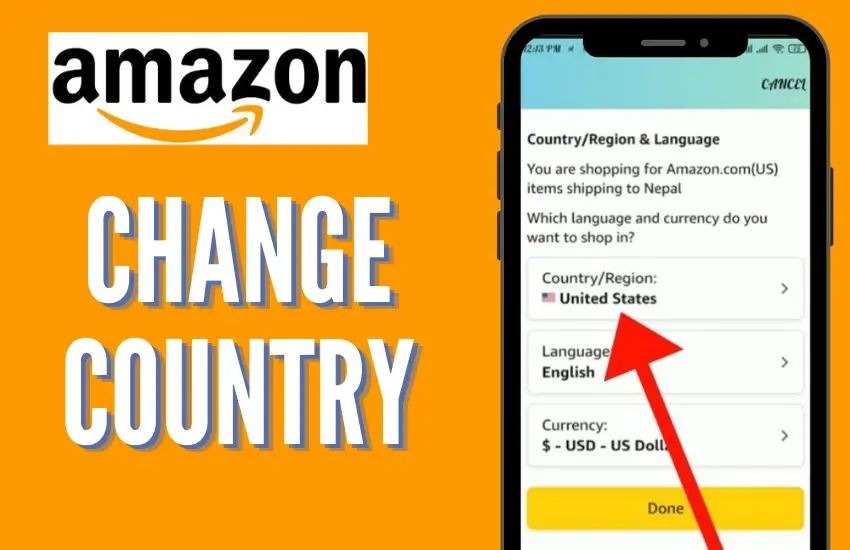 how to change country on amazon app