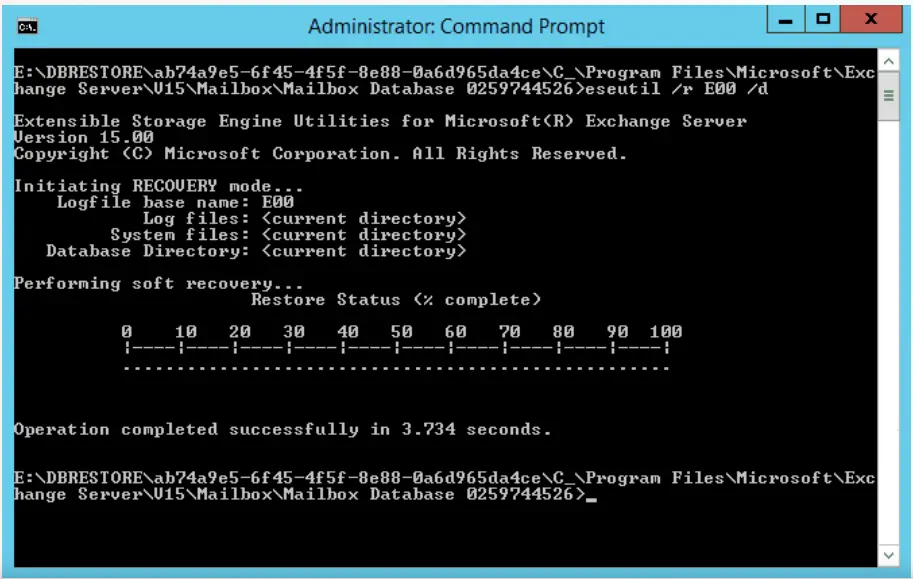 Process to Restore Exchange Database from Backup 3